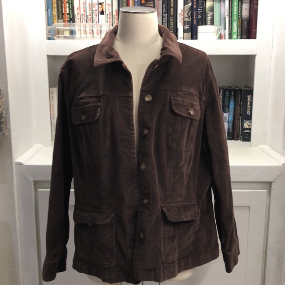 St. Johns Bay Stretch Brown Corduroy Jacket Size 1X Shaket - Picture 4 of 6